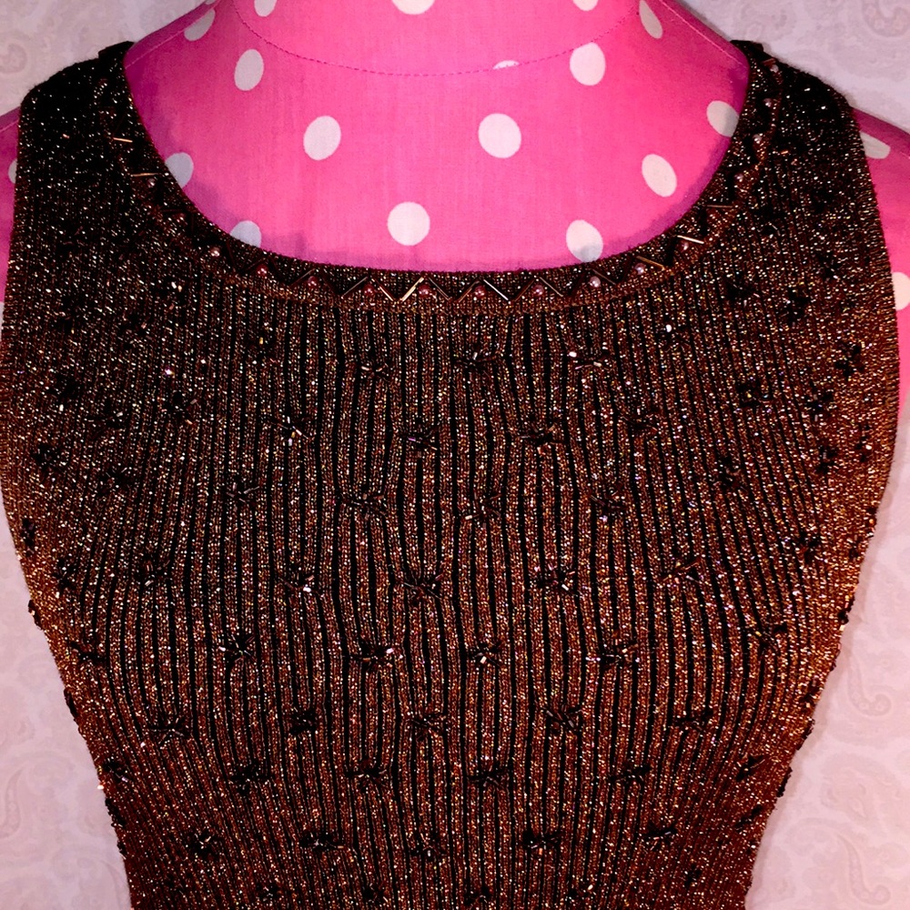 Cache Sz S bronze bedazzled tank top